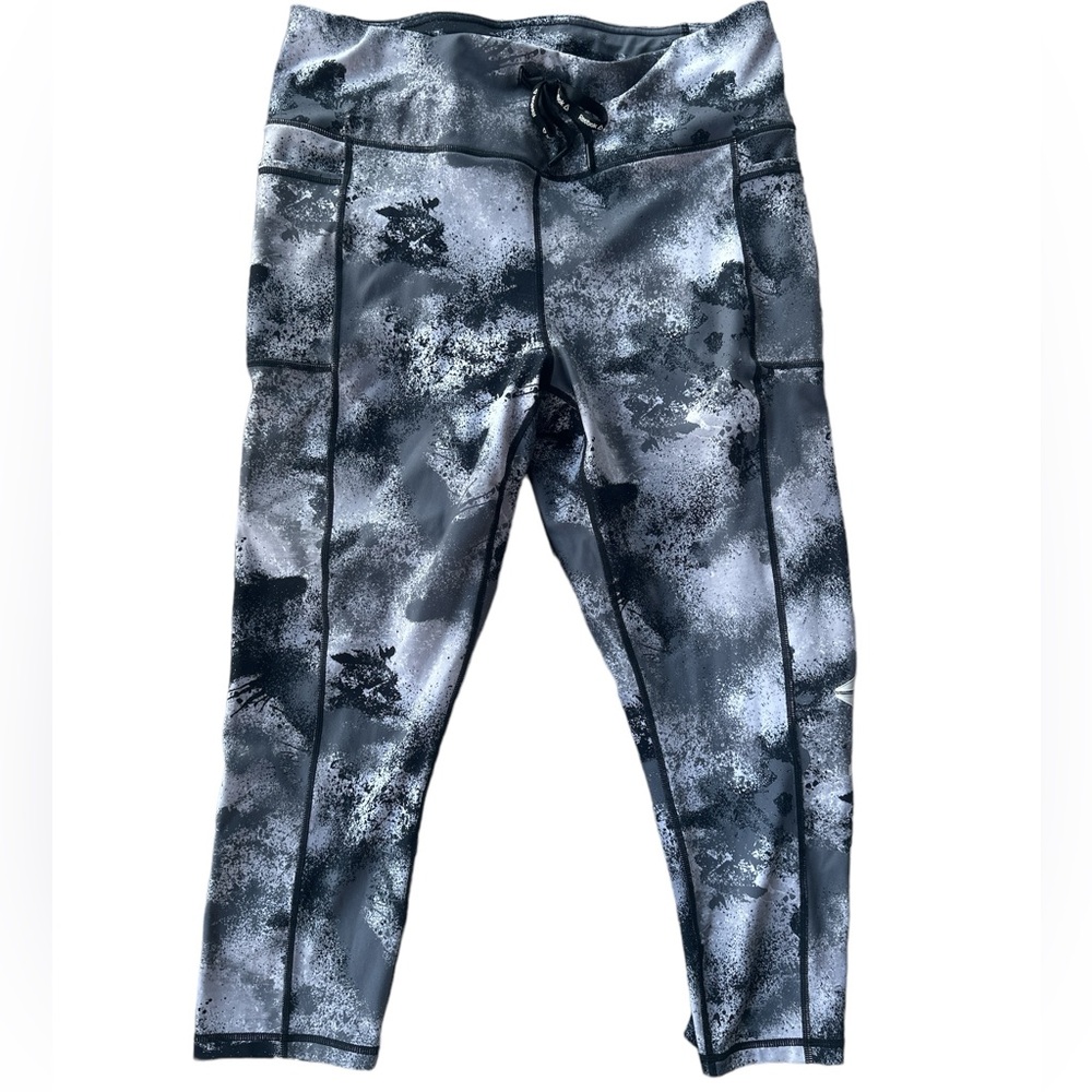 Women's Reebok Athletic Black and White Tie Dye Leggings size XL